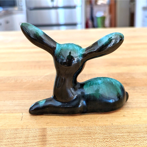 Blue Mountain Pottery Fawn Drip Glaze Blue Green Brown Redware Vintage - Picture 8 of 12